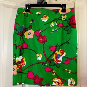 J. Crew Green Floral Pencil Skirt